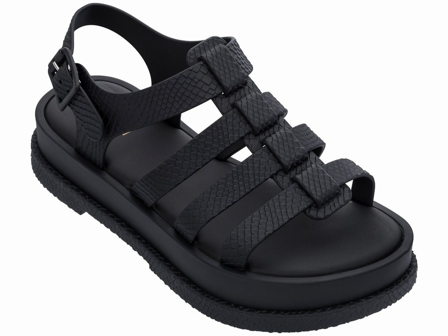 Sandalias Plataforma Melissa Flox Snake Mujer - Negras - Argentina EZG-245093